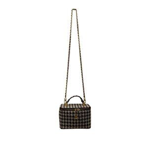 Glowiest Women’s Black & White Houndstooth Signature Vanity Shoulder Case Size S